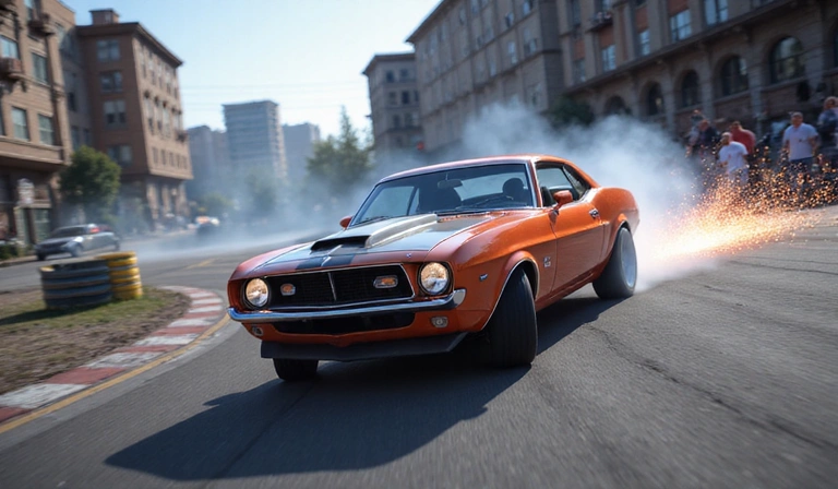 Acción de derrape en una curva cerrada