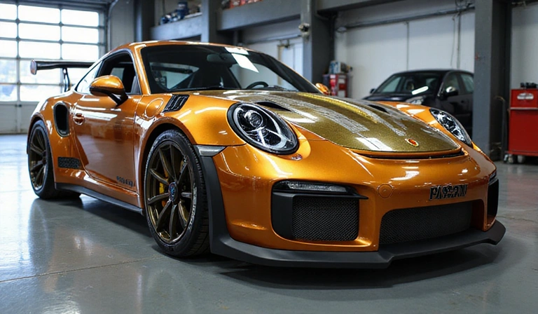 Primer plano de un coche de carreras personalizado