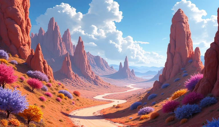 Arte conceptual de un paisaje alienígena que sirve como pista de carreras