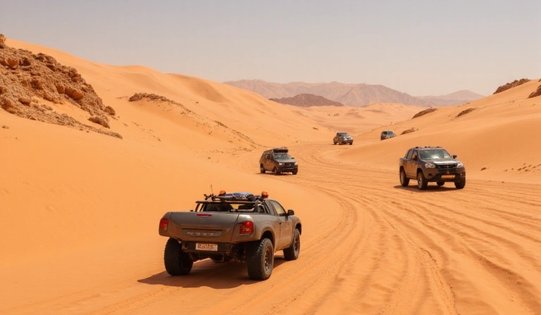 Captura de pantalla de carrera de gallinas en un entorno desértico con dunas