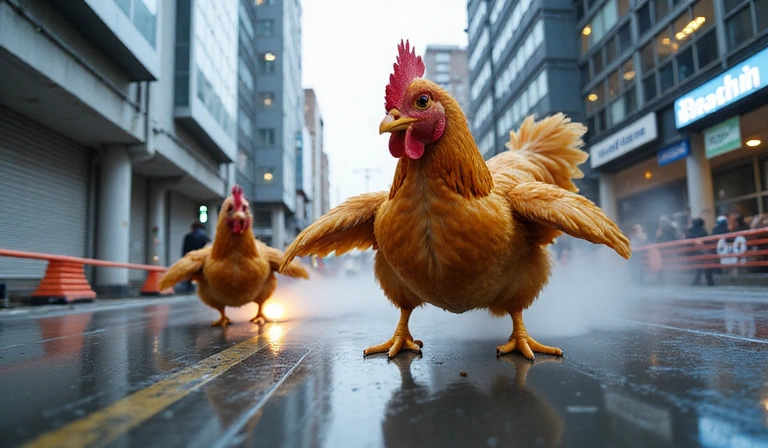 Gallineta de carreras futurista en un circuito urbano